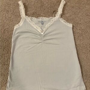 Xs-s brandy melville White light blue Lace Trim Tank Top